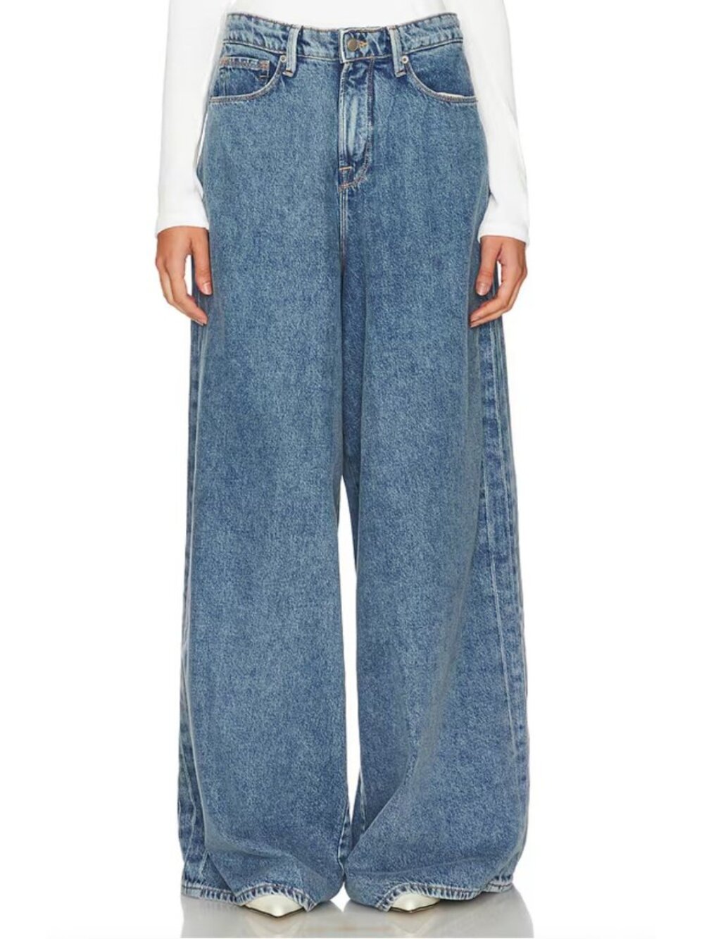 NWT Good American Paneled Wide leg Jeans blue 90s baggy Y2K boho sz 26 2/26